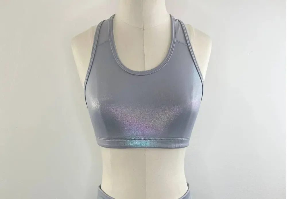 Old Navy Active Iridescent Silver Shine Go Dry Kid's Sports Bra Size XXL/16